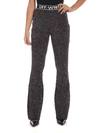 OFF-WHITE LAMÉ FLARED TROUSERS IN BLACK