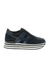Hogan Midi Leather Platform Sneakers In Blue