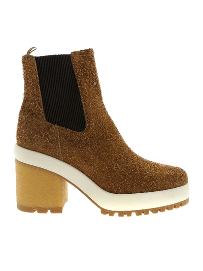 Hogan H475 Beige Ankle Boot With Heel