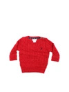 POLO RALPH LAUREN POLO RALPH LAUREN CABLE KNITTING PULLOVER IN RED