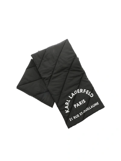 Karl Lagerfeld Logo Print Tech Fabric Scarf In Black