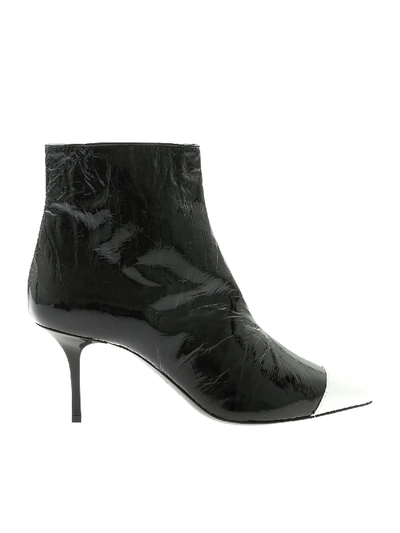 Msgm Pointed Ankle Boots In Black Patent Leather