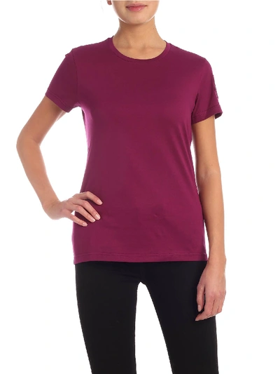 Moncler Logo Cotton T-shirt In Cyclamen Color In Purple