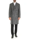 Z ZEGNA PRINCE OF WALES PATTERN COAT IN BLACK AND GREY