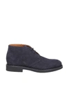 Doucal's Ankle Boot In Suede Leather In Blue