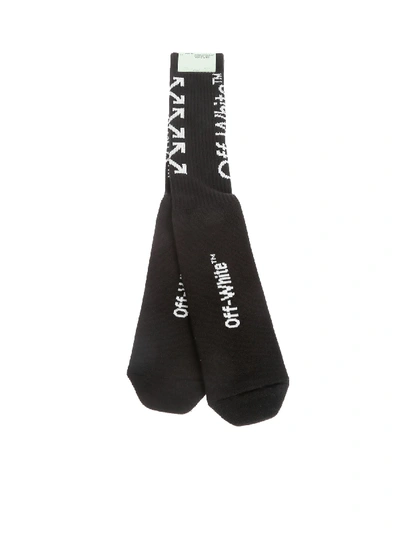 Off-white Carry Arrows Mid Lenght Socks In Black And White