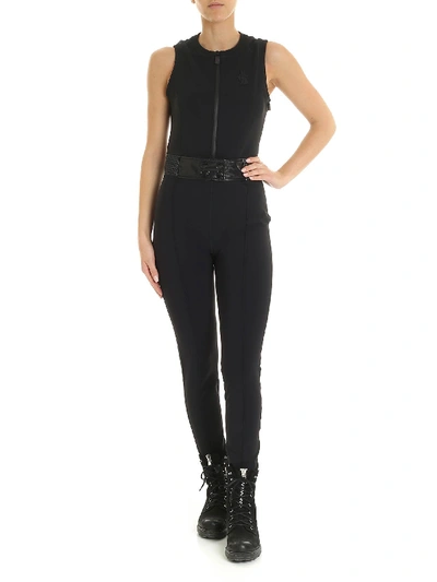 Moncler Logo Patch Technical Fabric Jumpsuit In Black