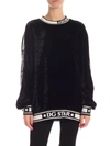 DOLCE & GABBANA BRANDED BANDS CHENILLE SWEATSHIRT IN BLACK