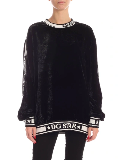 Dolce & Gabbana Branded Bands Chenille Sweatshirt In Black