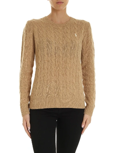 Polo Ralph Lauren Braided Pullover In Camel Color