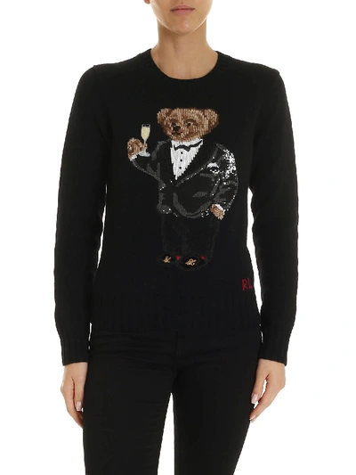 Polo Ralph Lauren Bear And Logo Pullover In Black