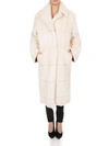 Off-white Oversized Shearling Coat In Cream