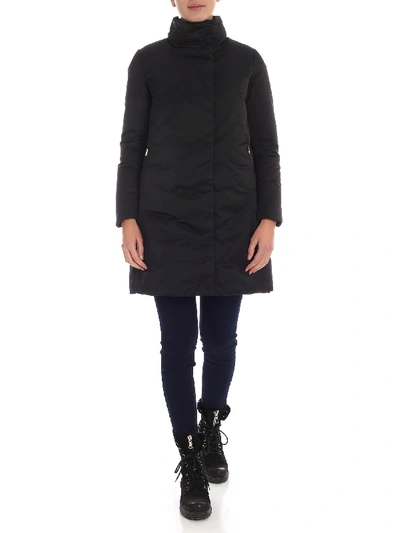Add Stand Collar Down Jacket In Black