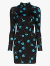 Marcia Mireille Cutout Floral-print Stretch-jersey Mini Dress In Black