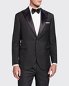 Brunello Cucinelli Satin Lapel Stripe-cotton Tuxedo Jacket In Gray