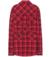 OFF-WHITE CHECKED COTTON-BLEND FLANNEL SHIRT,P00426241