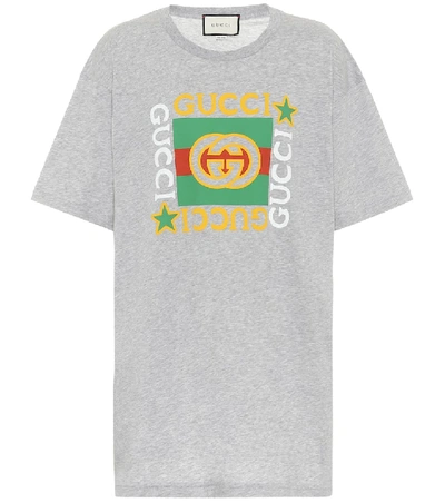 Gucci Logo-print Cotton-jersey T-shirt In Grey