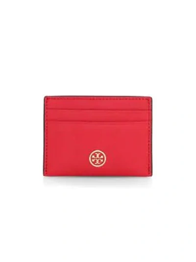 Tory Burch Robinson Leather Card Case In Brilliant