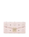 Mcm Large Patricia Visetos Canvas Wallet On A Chain In Pink