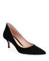 GIANVITO ROSSI HIGH-BACK SUEDE LOW-HEEL PUMPS,PROD219660347