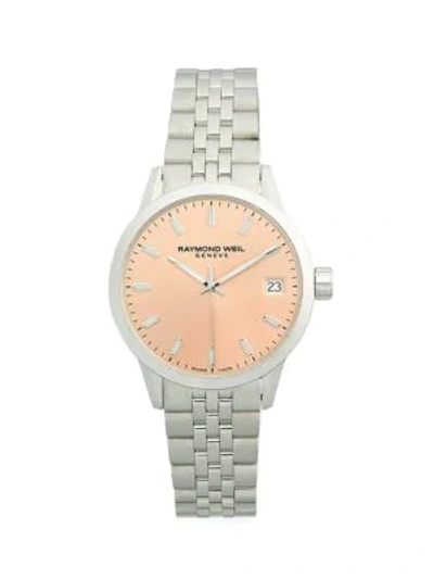 Raymond Weil Stainless Steel Bracelet Watch In Grey Pink