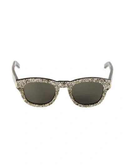 Saint Laurent 49mm Glitter Square Sunglasses In Silver