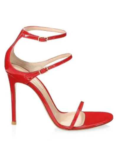 Gianvito Rossi Women's Double Buckle Leather Sandals In Tabasco Red Vernice