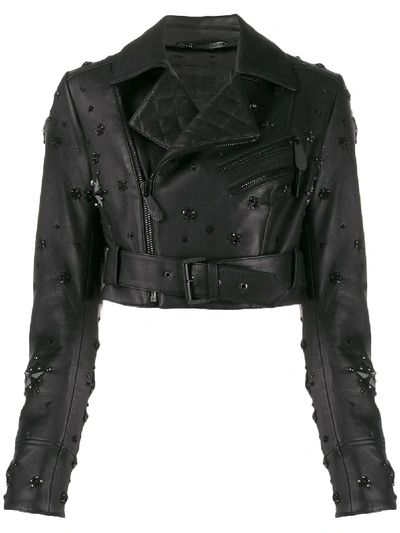 Philipp Plein Cropped Studded Jacket In Black