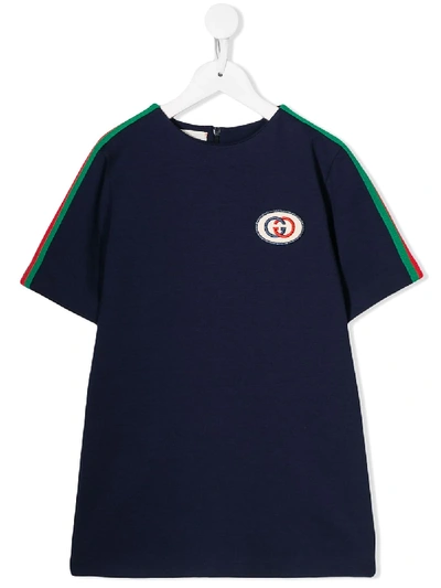 Gucci Kids' Logo Patch T-shirt In 蓝色