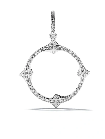 Loree Rodkin 14kt Gold Diamond Open Gothic Point Circle Pendant In Silver