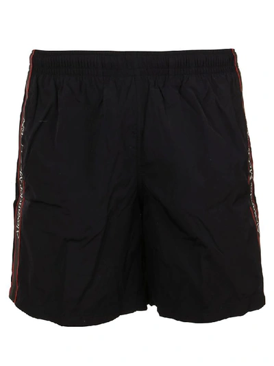 Alexander Mcqueen Black Jersey Bermuda Shorts With Side Logo