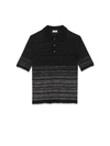 Saint Laurent Striped Polo Shirt In Noir Argent