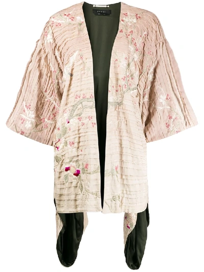 Gucci Floral Embroidered Kimono In Pink