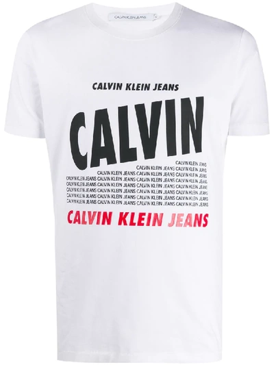 Calvin Klein Jeans Est.1978 Logo Print T-shirt In White