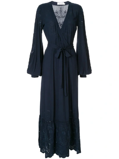The Upside Kate Broderie Wrap Dress In Blue
