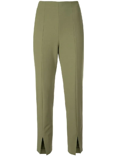 Tibi Anson Cropped Leggings In Green