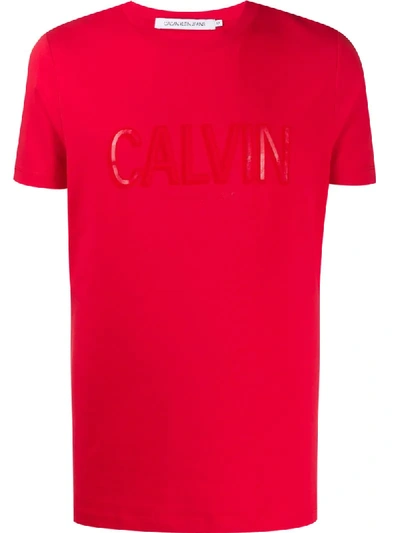 Calvin Klein Jeans Est.1978 Embossed Logo T-shirt In Red