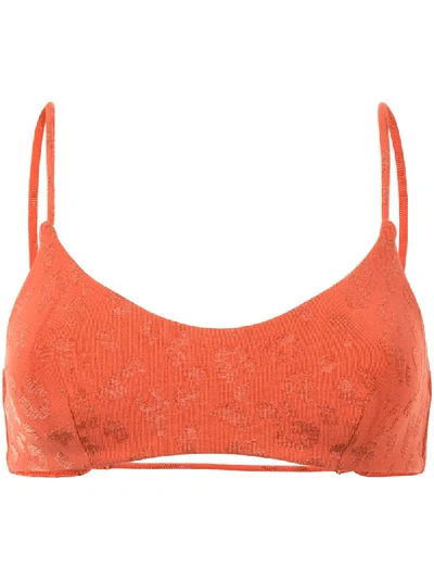 The Upside Audrey Leopard-pattern Bikini Top In Orange