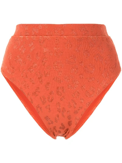 The Upside Decker Leopard-pattern Bikini Briefs In Orange