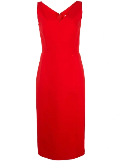 Carolina Herrera Kleid Mit V-ausschnitt In Red