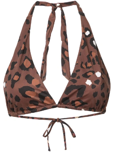 The Upside Adriana Leopard-print Triangle Bikini Top In Brown
