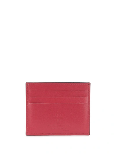 Marcelo Burlon County Of Milan Red Wings Print Leather Card Holder In Black Red
