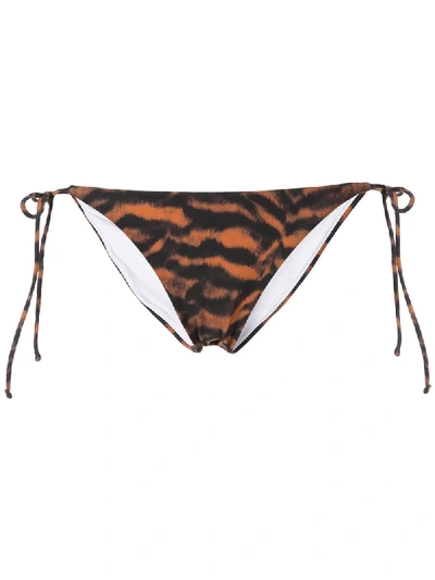 The Upside Alba Tiger-print Bikini Bottoms In Black