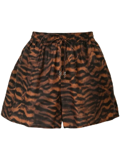 The Upside Ola Tiger-pattern Shorts In Brown