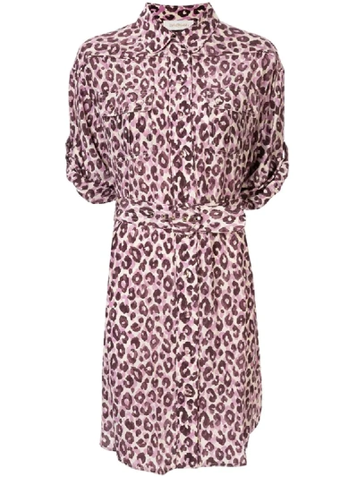 Zimmermann Super Eight Silk Leopard Print Dress In Purple
