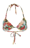 ÁGUA DE COCO FLORAL-PRINT TRIANGLE BIKINI TOP,772384