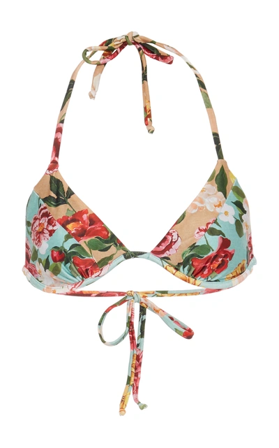 Água De Coco Floral-print Triangle Bikini Top