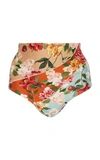 ÁGUA DE COCO FLORAL-PRINT HIGH-RISE BIKINI BOTTOM,772385