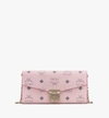 Mcm Large Patricia Visetos Canvas Wallet On A Chain In Pink | Powder Pink
