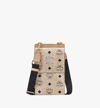 Mcm Crossbody Phone Case In Visetos In Gold | Berlin Gold | ModeSens
